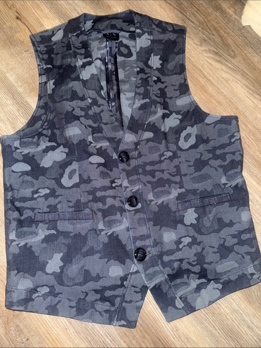 Armani Exchange Mens Camo Button Vest